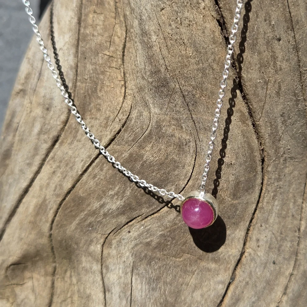 Pink Ruby 4k sterling & gold necklace - Picture 8 of 8